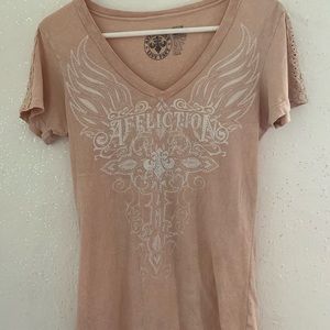 Peach embellished affliction shirt
